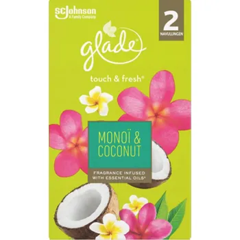 Osvěžovač vzduchu Glade Touch&Fresh Monoi Coconut Náhradní náplň do osvěžovače vzduchu 2x10ml
