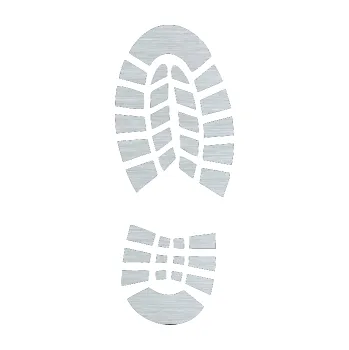 Samolepící dekorace SAMOLEPKA Stopa od boty pravá (61 - škrábaný hliník) NA AUTO, NÁLEPKA, FÓLIE, POLEP, TUNING, VLASTNÍ TEXT, TISK, AUTOSAMOLEPKY.cz, POLEPY, OBRÁZEK, LOGO, SAMOLEPKY