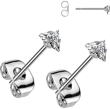 Náušnice Ocelové náušnice čiré trojúhelníčky (4 mm)