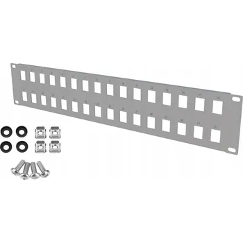 Serverovna Patch Panel RACK 19" 2U 32 Portů Šedý Stalflex pro Síťové Skříně RACK