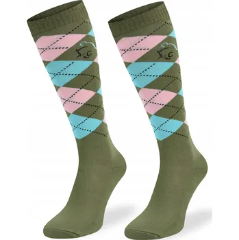 Klasické jezdecké podkolenky v kosočtvercích khaki