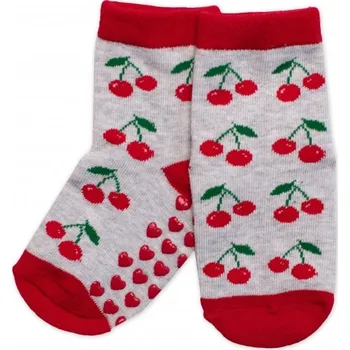 Dětské ponožky s ABS Třešně - šedé, vel. 27/30, Velikost koj. oblečení 27-30