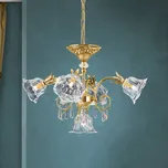 Orion Závěsné světlo La Boheme, zlaté, 5 žárovek, křišťálové sklo zlato, čiré 5 x 40 W LED - Doprava zdarma