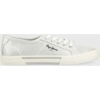 Dámské tenisky Tenisky Pepe Jeans BRADY dámské, stříbrná barva, PLS31439 SLV, EUR 37