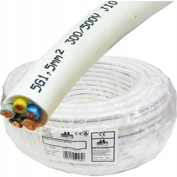 elektrický kabel Kabel Elektrokabel H05VV-F OWY, 5pramenný, kulatý, 1,5 mm2, bílý, 50 m