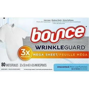 Praní a péče o prádlo Vonné ubrousky do sušičky Bounce Wrinkle Guard Antistatické 80 ks
