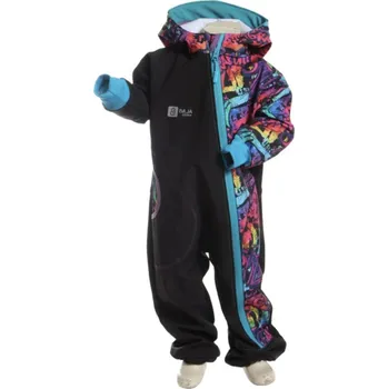 Kojenecká kombinéza Baja desing Softshellová kombinéza s grafity, černá, dívka Velikosti: 98-104