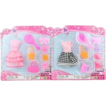 Doplněk pro panenku Šatičky pro panenku s doplňky, růžové s kanýry