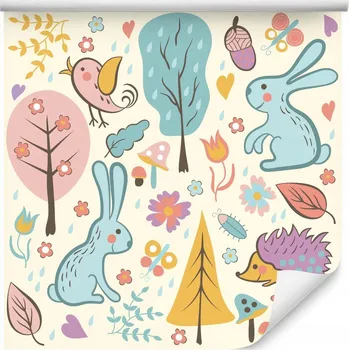 Fototapeta Tapeta do dětského pokoje zvířátka květiny les