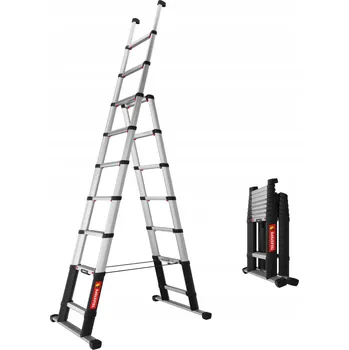 Žebřík Teleskopický Žebřík 2 v 1 TELESTEPS hliníkový 150 kg 3,8 m