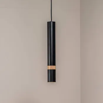 Eko-Light Závěsné světlo Joker, černé/dřevěné, jednožárovkové - Ø baldachýn 8 cm černá, světlé dřevo 1 x 35 W - Doprava zdarma