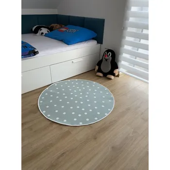 Koberec Dětský koberec Puntík mintový Varianta: Kulatý průměr 110 cm - SLEVA