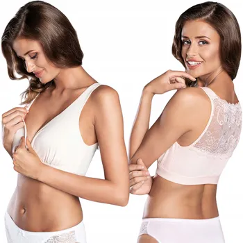 Podprsenka PODPRSENKA NA KOJENÍ BEZ KOSTIC BAVLNĚNÁ TĚHOTENSKÁ BÉŽOVÁ HLADKÁ MĚKKÁ L