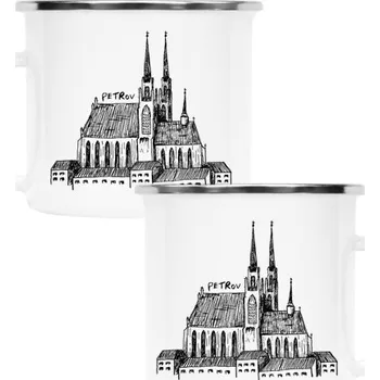 Plecháček - nerezový lem s potiskem Petrov Brno černobílá