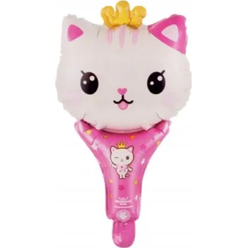 Balónek Fóliový balónek narozeniny růžový lízátko kočka kotě 44 cm