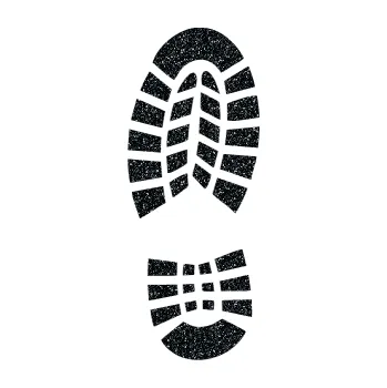 Samolepící dekorace SAMOLEPKA Stopa od boty levá (85 - Ultra Metalic černá) NA AUTO, NÁLEPKA, FÓLIE, POLEP, TUNING, VLASTNÍ TEXT, TISK, AUTOSAMOLEPKY.cz, POLEPY, OBRÁZEK, LOGO, SAMOLEPKY