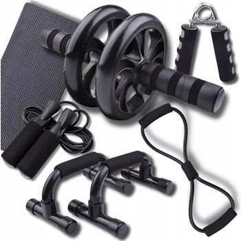 Sada pro domácí posilování - roller, švihadlo, podložka, expander, posilovače úchopu 7v1