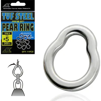 JK Fishing Kroužky TUF Steel Pear Ring Nosnost: 110lb, Počet kusů: 13ks, Velikost: #3
