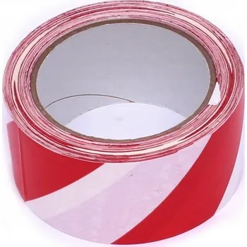 Lepicí páska Výstražná páska samolepicí bílo-červená 50mm x 33m, silná