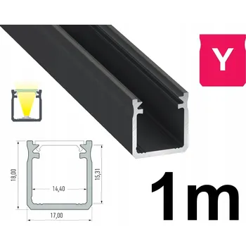 LED páska VYSOKÝ LED profil 18 mm TYP Y ČERNÝ 1 M