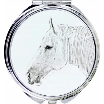 Kosmetické zrcátko Kůň Boulonnais - kapesní zrcátko s koněm, personalizované zrcátko