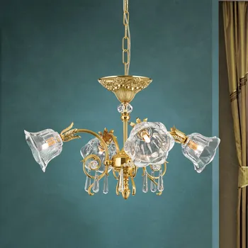 Orion Závěsné světlo La Boheme, zlaté, 4 žárovky, křišťálové sklo zlato, čiré 4 x 40 W LED - Doprava zdarma