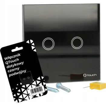 vypínač Dotykový spínač QTouch černý dvojitý skleněný