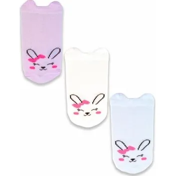 Kojenecké ponožky, 3 páry, Králíček, bílá/růžová/ecru, Velikost koj. oblečení 56-68 (0-6 m)