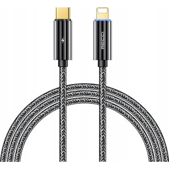 Datový kabel Kabel Recci USB-C - Apple Lightning 1 m černý