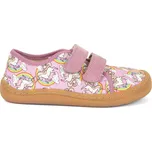 Froddo barefoot plátěné tenisky white/pink - jednorožec 28