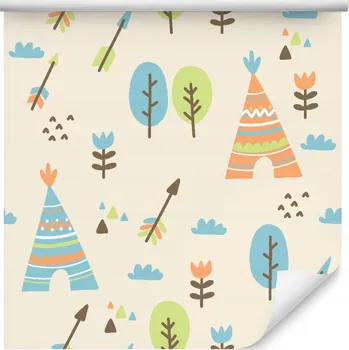 Tapeta Dětská vliesová tapeta na zeď – mráčky, květiny, příroda