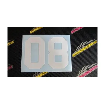 Polep vozidla SAMOLEPKA Startovní číslo 08 (10 - červená) NA AUTO, NÁLEPKA, FÓLIE, POLEP, TUNING, VLASTNÍ TEXT, TISK, AUTOSAMOLEPKY.cz, POLEPY, OBRÁZEK, LOGO, SAMOLEPKY
