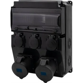vypínač Rozvodnice černá CAJA 12M SCENIC, zásuvky přímé 2x16A/3P, 3x230V F3.2901