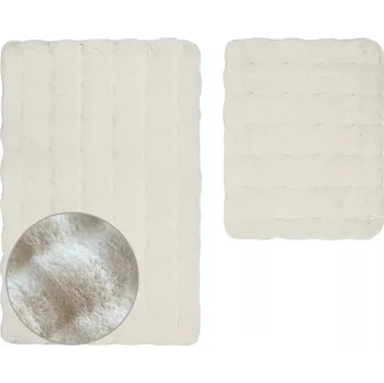 Koupelnová předložka Protiskluzová koupelnová předložka Aruba 3D měkká chlupatá Ecru 2 díly