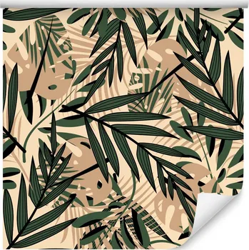 Fototapeta Tapeta do jídelny Tropické LISTY Béžová Dekorace
