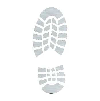 Samolepící dekorace SAMOLEPKA Stopa od boty levá (61 - škrábaný hliník) NA AUTO, NÁLEPKA, FÓLIE, POLEP, TUNING, VLASTNÍ TEXT, TISK, AUTOSAMOLEPKY.cz, POLEPY, OBRÁZEK, LOGO, SAMOLEPKY