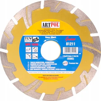 Řezný kotouč Artpol Diamantový kotouč segmentový Geniusz 125 x 22,2 mm na stavební materiály 81212