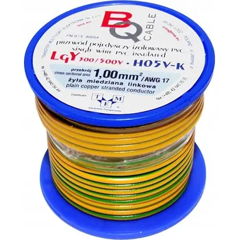 elektrický kabel Kabel LGY/H05V-K 1,00 mm2 10 m Žluto-Zelený