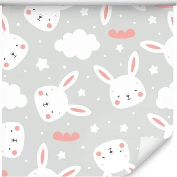 Fototapeta 10m TAPETA pro děti roztomilí králíčci mráčky puntíky