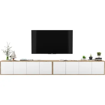 Komoda Závěsná skříňka pod TV Loft Komoda pod TV Bílá MAT 300 cm