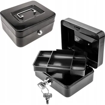 Trezor KOVÁ POKLADNIČKA SE ZÁMKEM NA KLÍČE, KASA NA PENÍZE