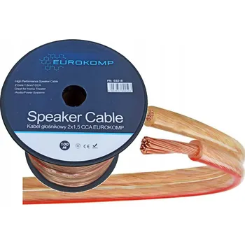 Audio kabel Reproduktorový kabel Eurokomp Reproduktorový kabel 2x1,5 CCA transparentní 10m. 2 x 1,5 mm2, délka 10 m