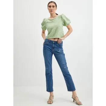 Dámské kalhoty Tmavě modré dámské zkrácené straight fit džíny