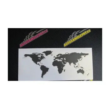 Samolepící dekorace SAMOLEPKA World mapa světa (09 - bílá) NA AUTO, NÁLEPKA, FÓLIE, POLEP, TUNING, VLASTNÍ TEXT, TISK, AUTOSAMOLEPKY.cz, POLEPY, OBRÁZEK, LOGO, SAMOLEPKY