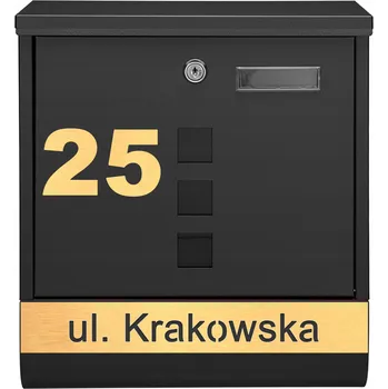 Poštovní schránka ČERNÁ POŠTOVNÍ SCHRÁNKA NA DOPISY + VZOR 1 ZLATÝ LAMINÁT
