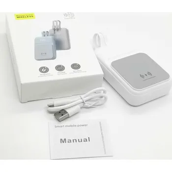 Powerbanka POWERBANK Mini 10000 Rychlé Bezdrátové Nabíjení Digitální Ukazatel BÍLÝ