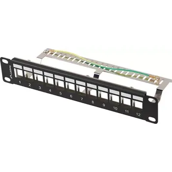 Patch panel Patch panel 12 portů 1U 10 palců FTP s organizérem pro keystone moduly černý