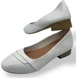 Lathay moda Dámské bílé baleríny na podpatku Barva: Bílá, Velikost: 36