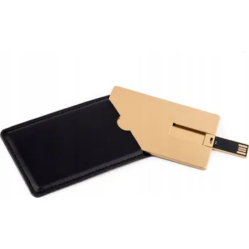 USB flash disk Flash disk MemoRabbit Kovová karta Zlatá + Gravírování + kožené pouzdro 1 GB USB 2.0 zlatý