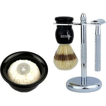 Břitva na holení Štětka na holení Premium Stojan Strojek na žiletky Kelímek Sada Dárek
